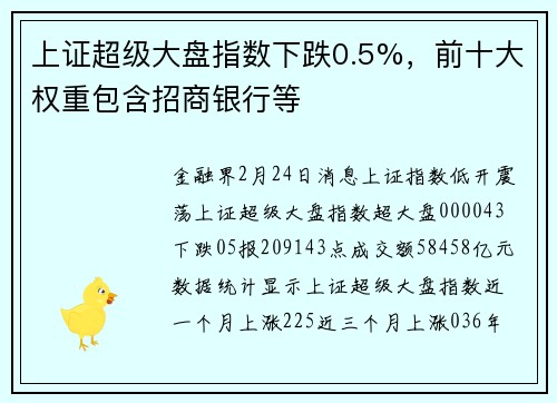 上证超级大盘指数下跌0.5%，前十大权重包含招商银行等