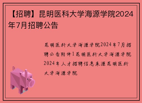 【招聘】昆明医科大学海源学院2024年7月招聘公告